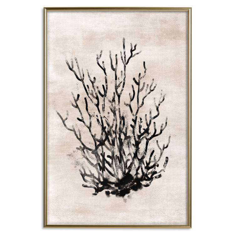 Wall Poster Watery Thicket - marine and black plant composition on a light beige background 134517 additionalImage 17