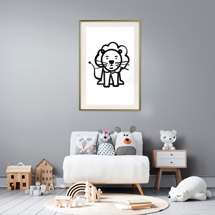 Poster Little King - black small and cute animal on a solid white background 135217 additionalImage 23