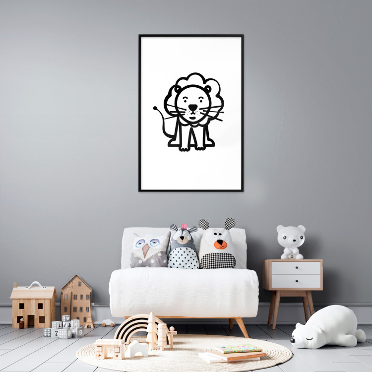 Poster Little King - black small and cute animal on a solid white background 135217 additionalImage 16