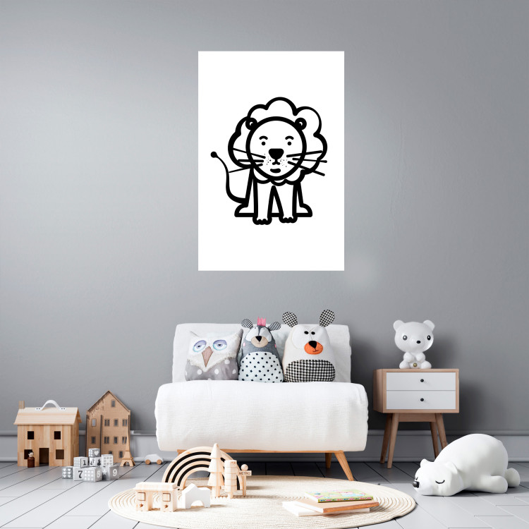 Poster Little King - black small and cute animal on a solid white background 135217 additionalImage 12