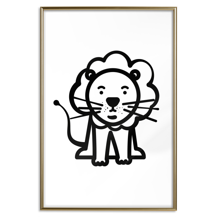 Poster Little King - black small and cute animal on a solid white background 135217 additionalImage 3