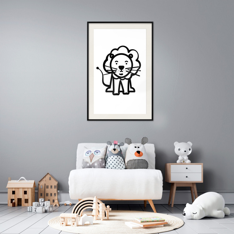 Poster Little King - black small and cute animal on a solid white background 135217 additionalImage 22