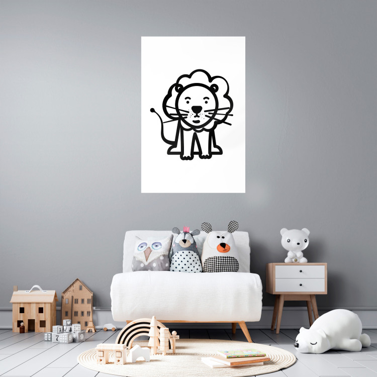 Poster Little King - black small and cute animal on a solid white background 135217 additionalImage 19