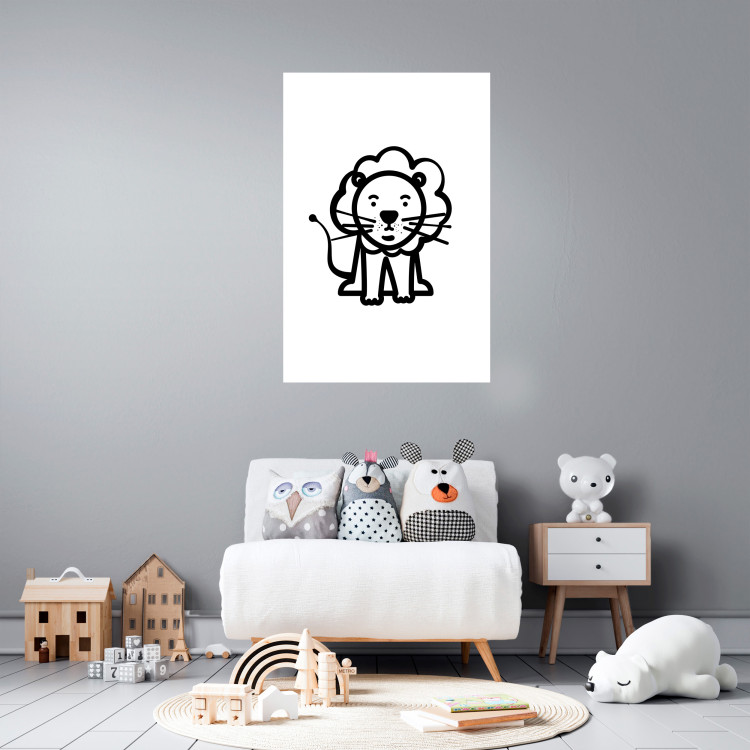 Poster Little King - black small and cute animal on a solid white background 135217 additionalImage 13