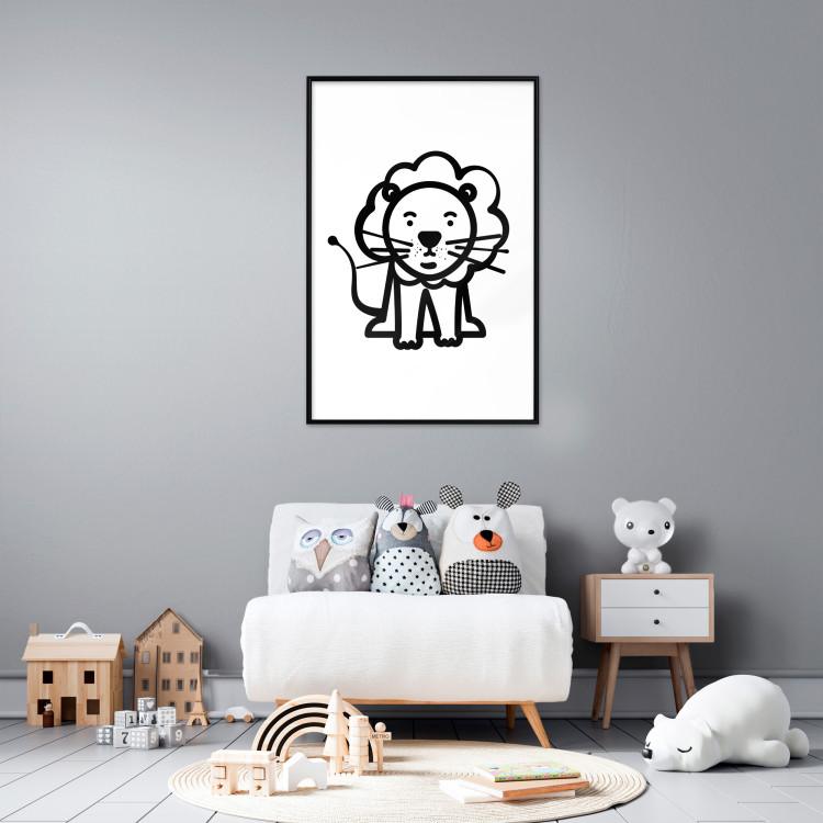 Poster Little King - black small and cute animal on a solid white background 135217 additionalImage 18