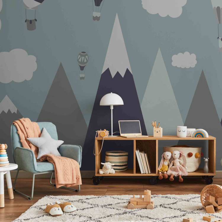 Wall Mural Fairyland - mountain landscape with balloons and clouds for a child 135417 additionalImage 6