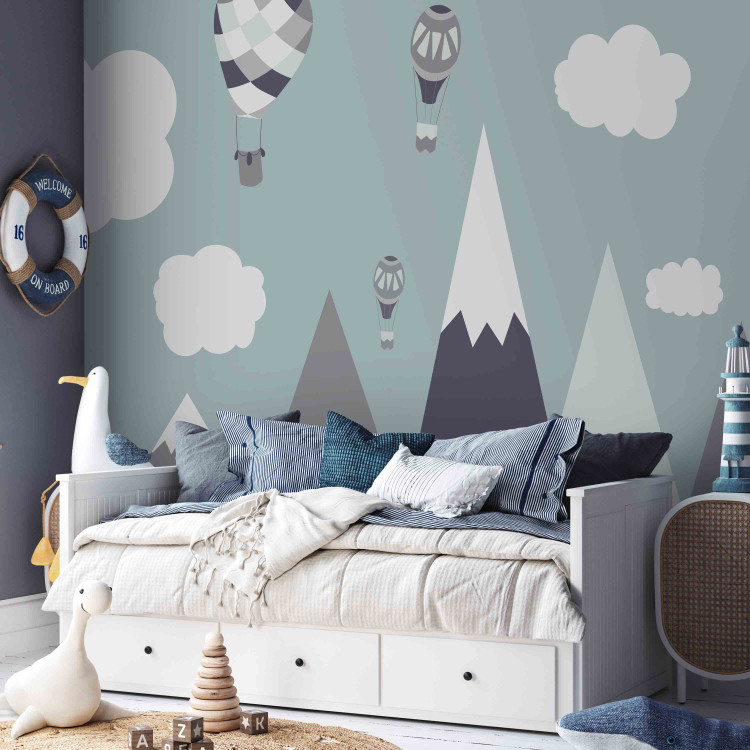 Wall Mural Fairyland - mountain landscape with balloons and clouds for a child 135417 additionalImage 5