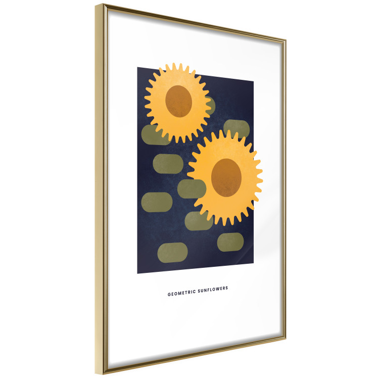 Wall Poster Geometric Sunflowers - abstract yellow flowers on a dark background 135617 additionalImage 8