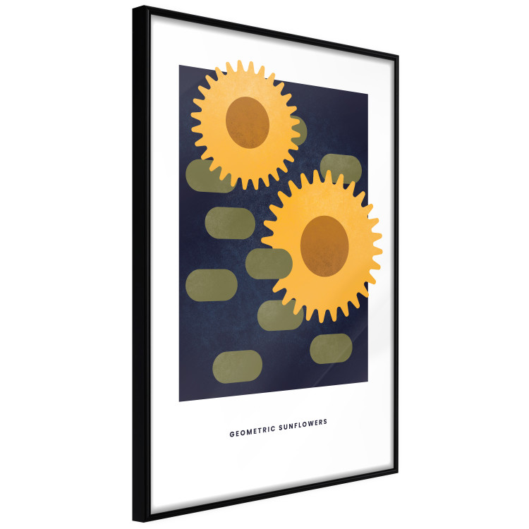 Wall Poster Geometric Sunflowers - abstract yellow flowers on a dark background 135617 additionalImage 10