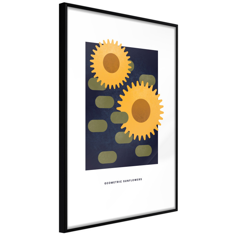 Wall Poster Geometric Sunflowers - abstract yellow flowers on a dark background 135617 additionalImage 12
