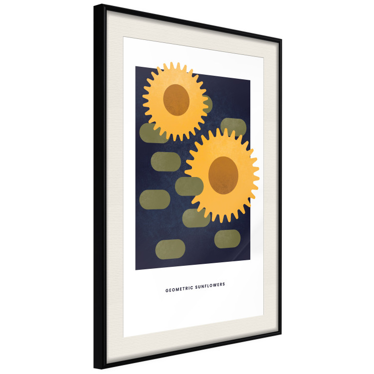 Wall Poster Geometric Sunflowers - abstract yellow flowers on a dark background 135617 additionalImage 18