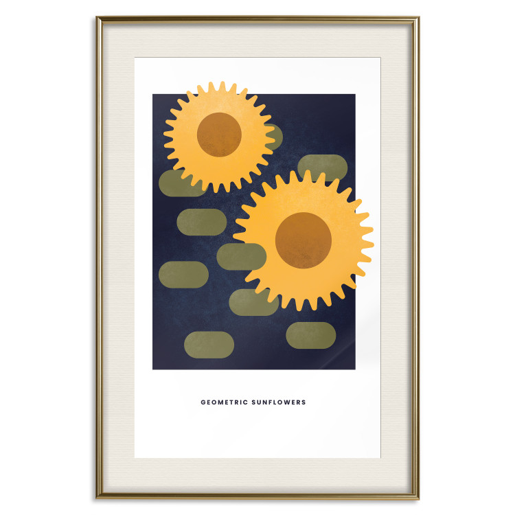 Wall Poster Geometric Sunflowers - abstract yellow flowers on a dark background 135617 additionalImage 4
