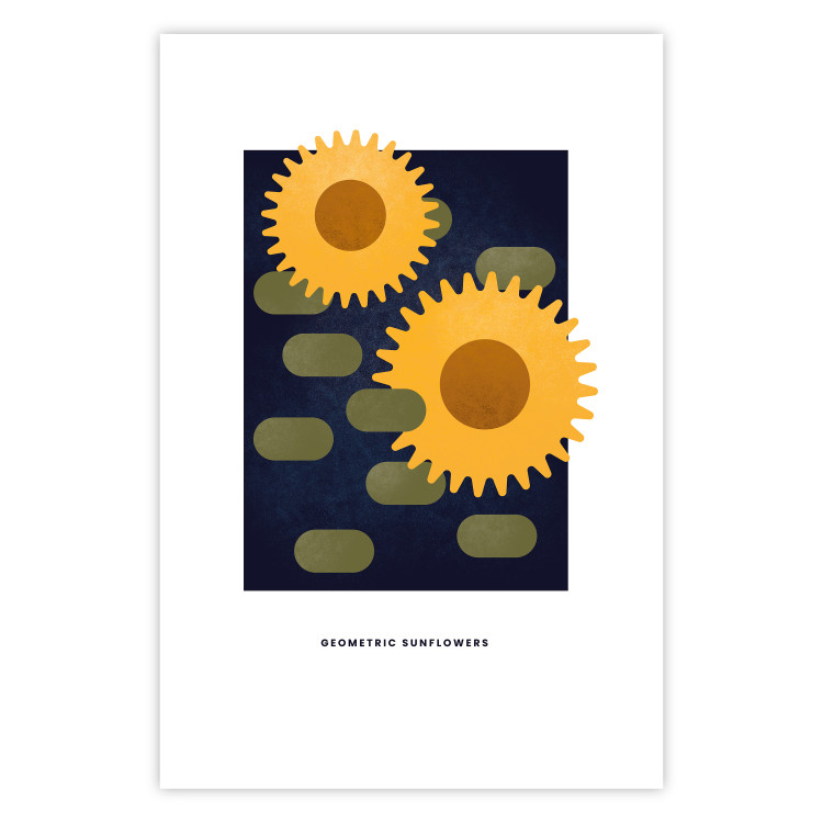 Wall Poster Geometric Sunflowers - abstract yellow flowers on a dark background 135617 additionalImage 8