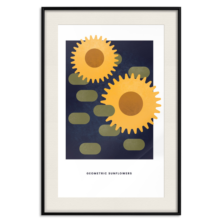 Wall Poster Geometric Sunflowers - abstract yellow flowers on a dark background 135617 additionalImage 5