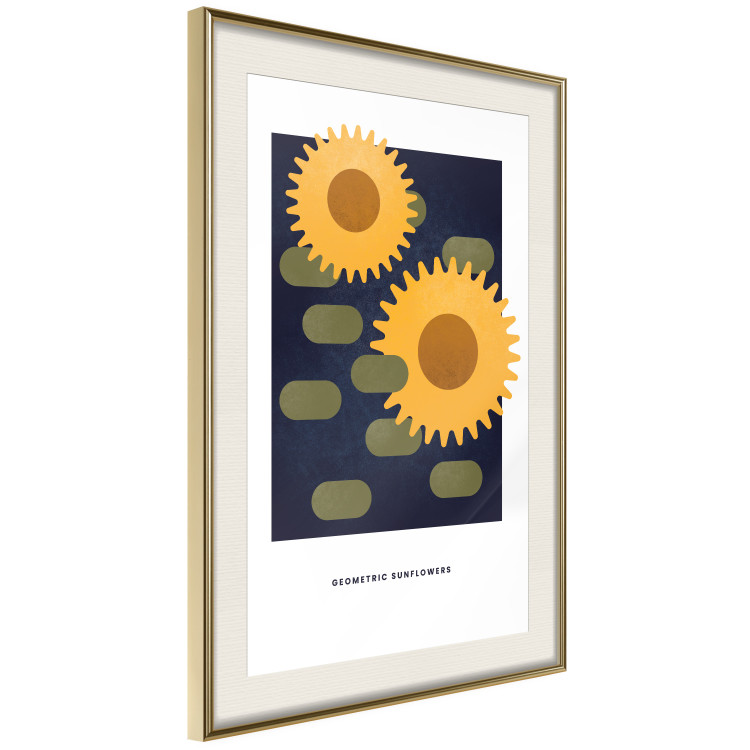 Wall Poster Geometric Sunflowers - abstract yellow flowers on a dark background 135617 additionalImage 13