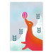 Wall Poster Joyful Seal - playful animal with a colorful ball on a snowy hill 135717