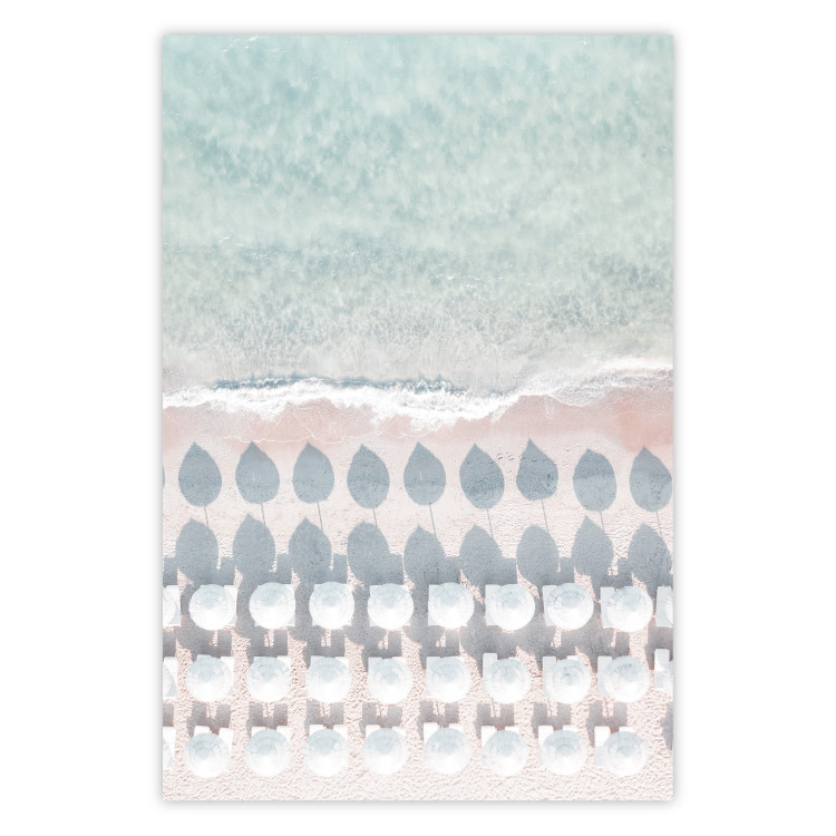 Poster Sardinia Beach - bird's eye view of the azure sea and beach umbrellas 135917