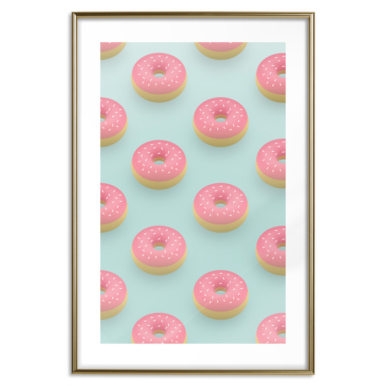 Poster Pastel Donuts - pastel composition of donuts on a blue background 138217 additionalImage 19