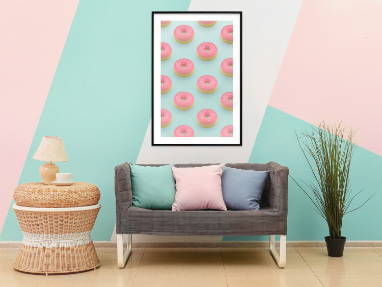 Poster Pastel Donuts - pastel composition of donuts on a blue background 138217 additionalImage 17