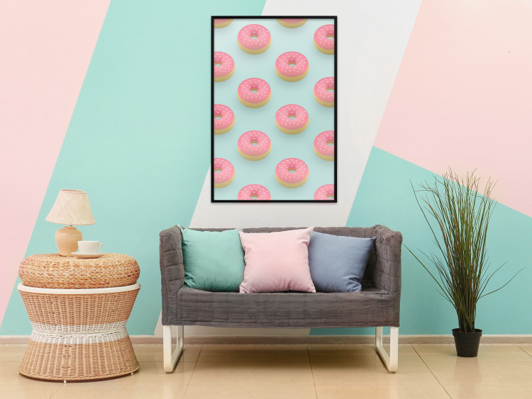 Poster Pastel Donuts - pastel composition of donuts on a blue background 138217 additionalImage 14