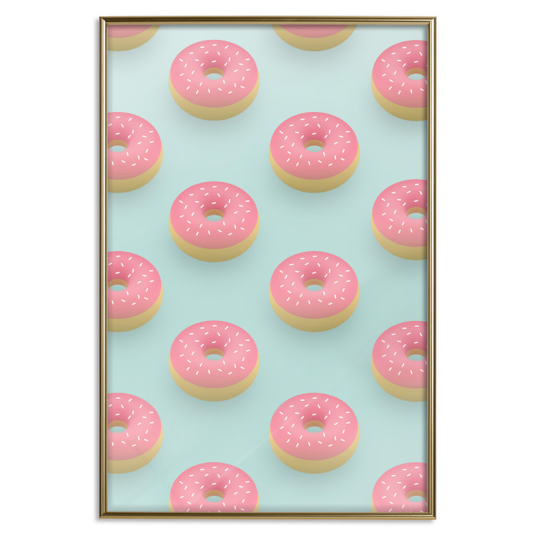 Poster Pastel Donuts - pastel composition of donuts on a blue background 138217 additionalImage 12