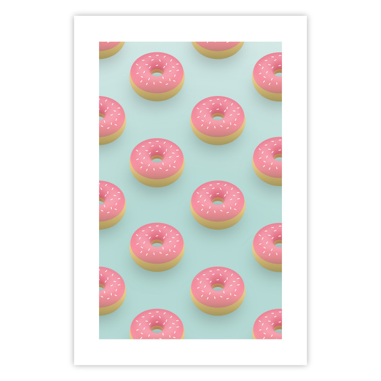 Poster Pastel Donuts - pastel composition of donuts on a blue background 138217 additionalImage 10