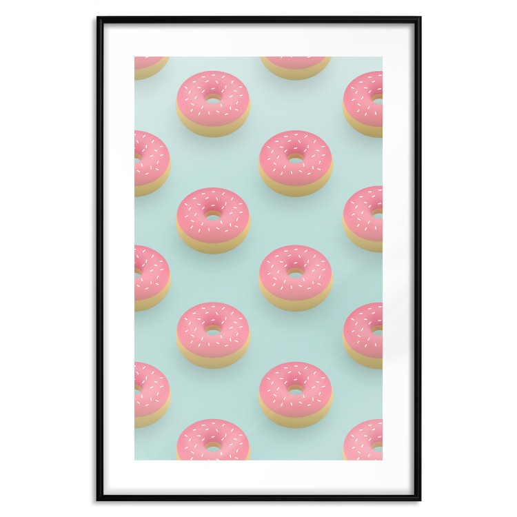 Poster Pastel Donuts - pastel composition of donuts on a blue background 138217 additionalImage 20