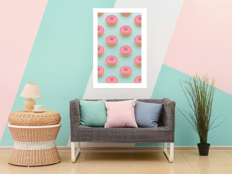 Poster Pastel Donuts - pastel composition of donuts on a blue background 138217 additionalImage 15