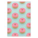 Poster Pastel Donuts - pastel composition of donuts on a blue background 138217
