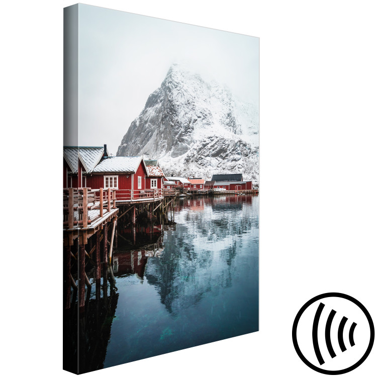 Canvas Print Snowy Cottages (1-piece) Vertical - water against mountainous backdrop 138717 additionalImage 6