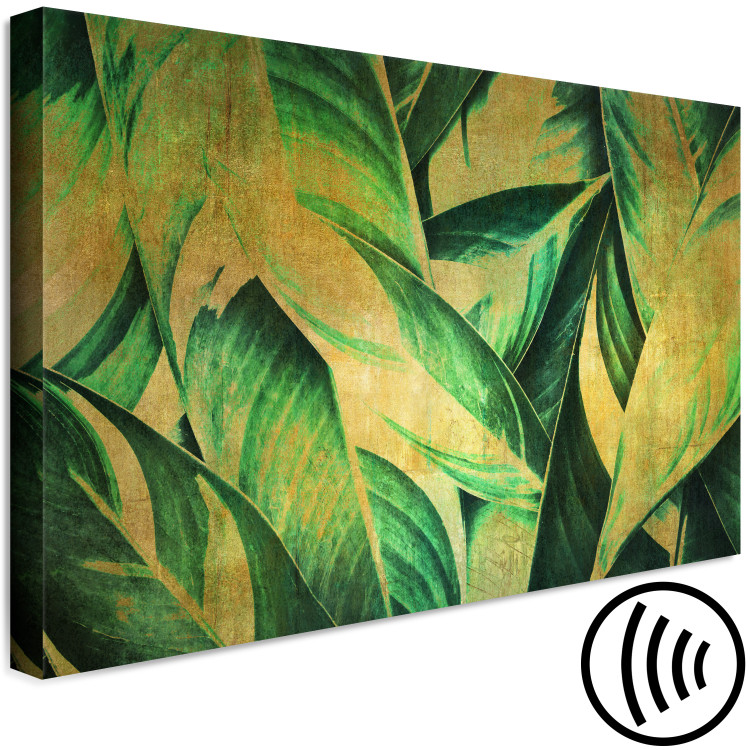 Canvas Print Leaves in Gold (1-piece) - close-up landscape with plants 142517 additionalImage 6