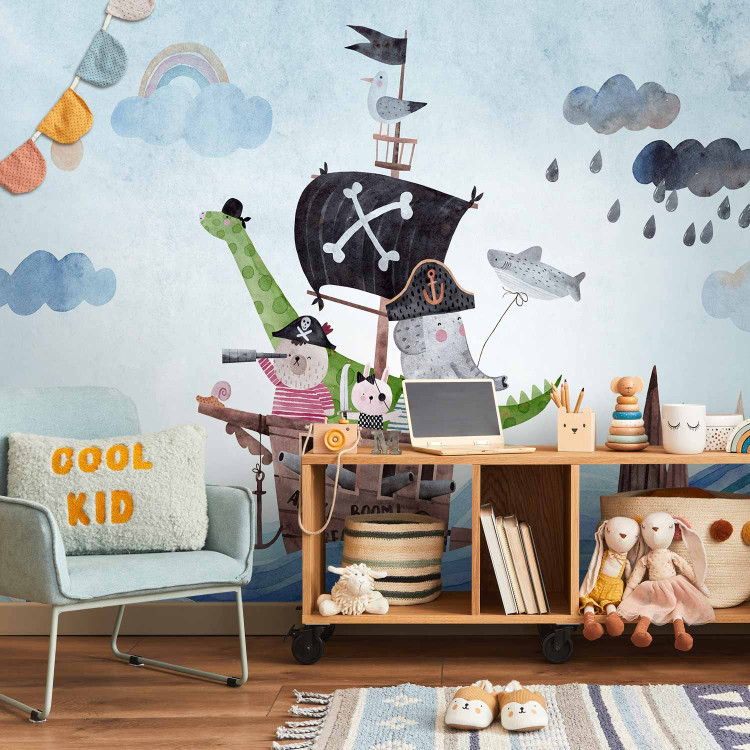 Photo Wallpaper Adventure at sea - painted pirate ship with animals for children 142717 additionalImage 8