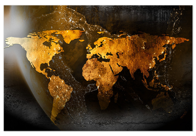 Canvas Print Sparkle of Hope (1-piece) Wide - golden world map on a planetary background 143417