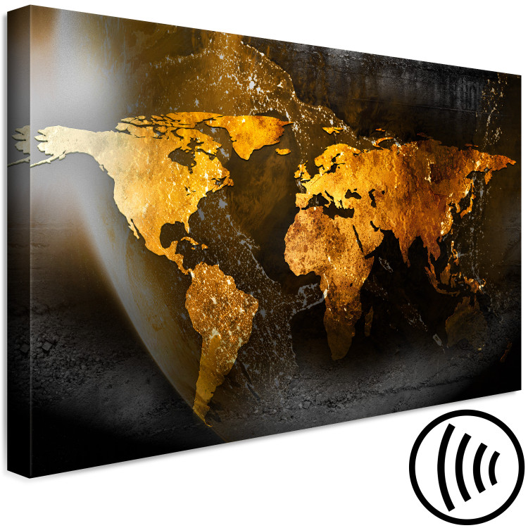 Canvas Print Sparkle of Hope (1-piece) Wide - golden world map on a planetary background 143417 additionalImage 6