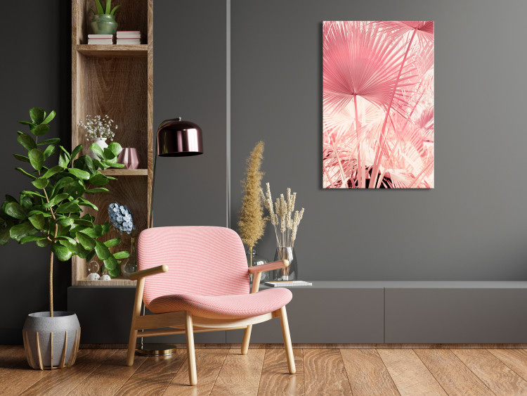 Canvas Art Print Summer Pink Palms (1-piece) - landscape with leaves in Miami Vibe style 144117 additionalImage 3