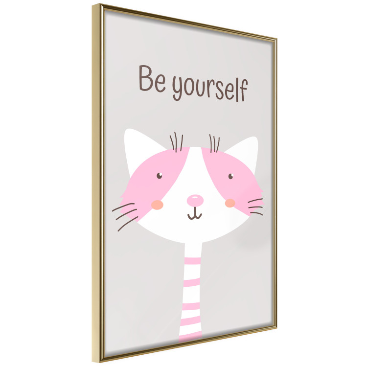 Wall Poster Be Yourself - Pink Cheerful Cat and a Motivating Slogan for Children 146617 additionalImage 6