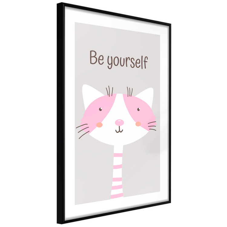 Wall Poster Be Yourself - Pink Cheerful Cat and a Motivating Slogan for Children 146617 additionalImage 7