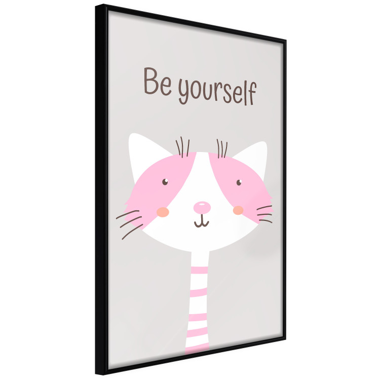 Wall Poster Be Yourself - Pink Cheerful Cat and a Motivating Slogan for Children 146617 additionalImage 5