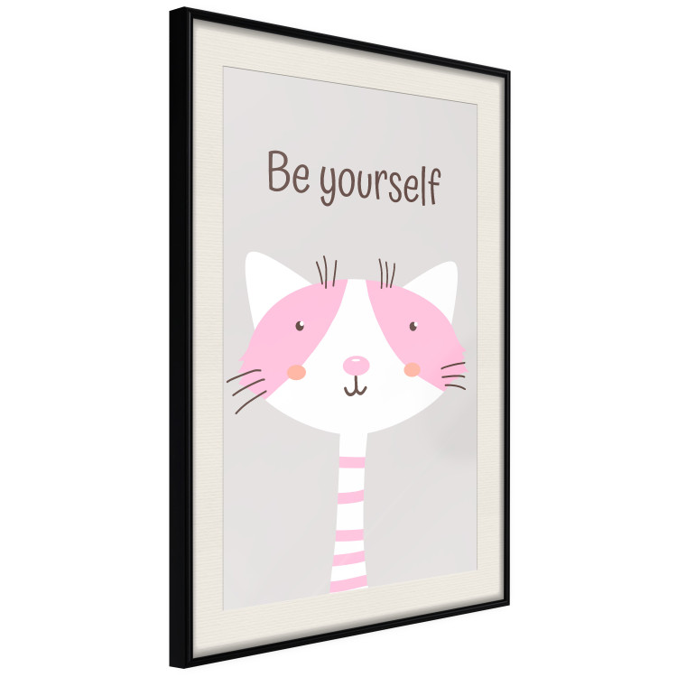 Wall Poster Be Yourself - Pink Cheerful Cat and a Motivating Slogan for Children 146617 additionalImage 10
