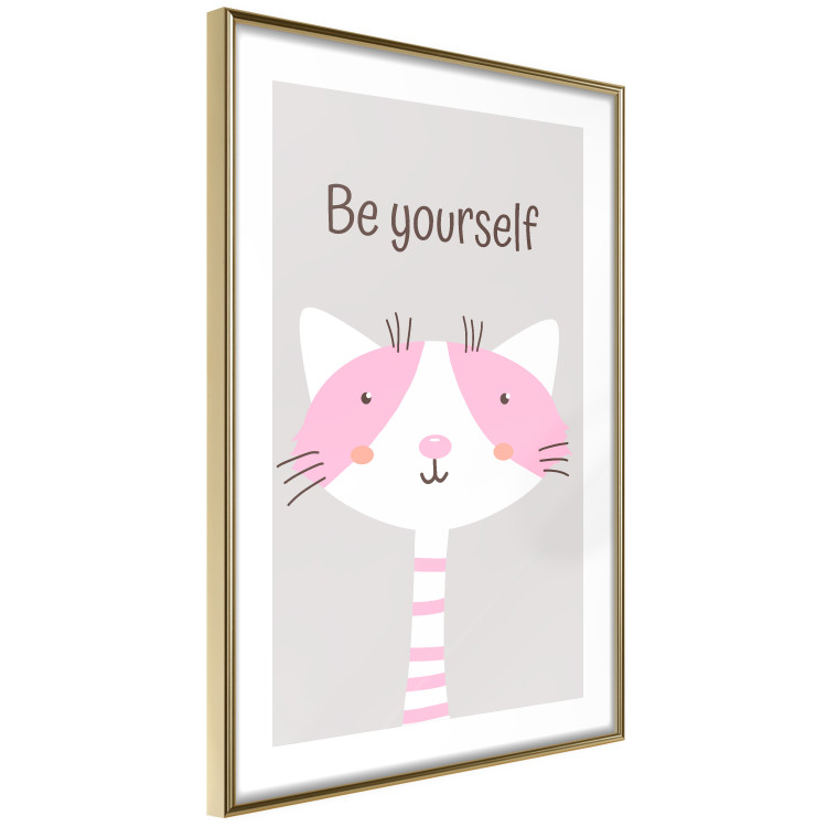 Wall Poster Be Yourself - Pink Cheerful Cat and a Motivating Slogan for Children 146617 additionalImage 8