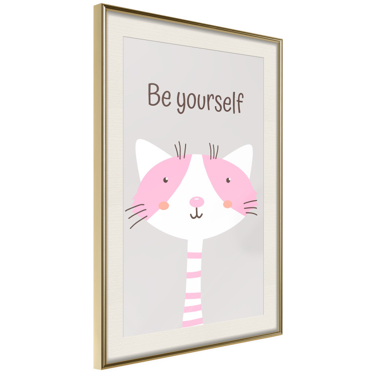 Wall Poster Be Yourself - Pink Cheerful Cat and a Motivating Slogan for Children 146617 additionalImage 9