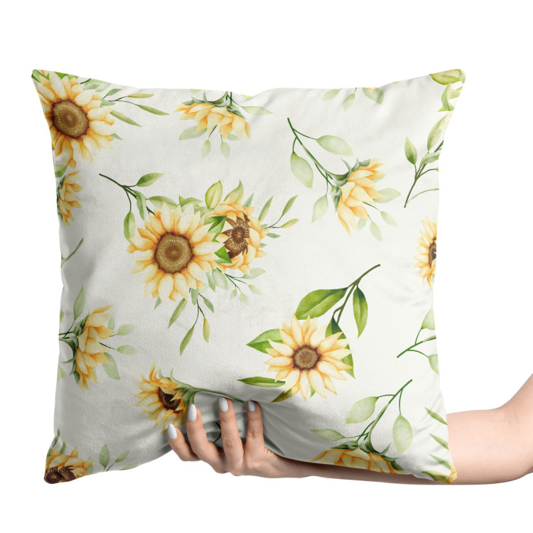 Decorative Velor Pillow Falling sunflowers - vintage style flower arrangement 147117 additionalImage 2