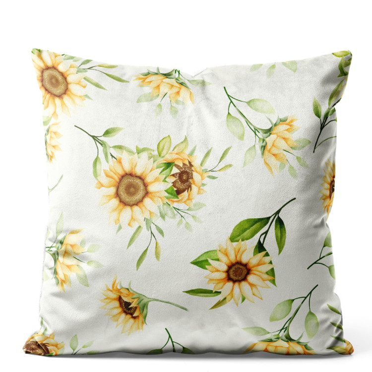 Decorative Velor Pillow Falling sunflowers - vintage style flower arrangement 147117