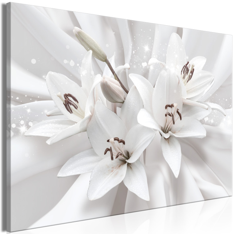 Canvas Art Print Lilies (1-piece) - white flowers arranged on a light decorative background 148817 additionalImage 2
