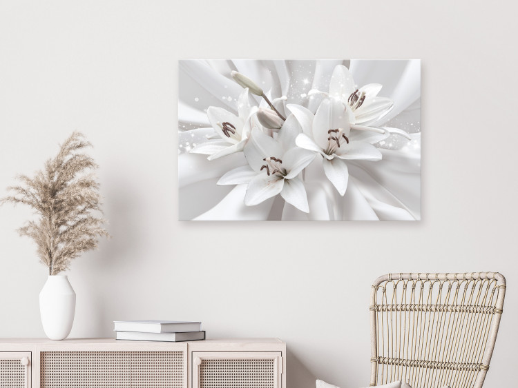 Canvas Art Print Lilies (1-piece) - white flowers arranged on a light decorative background 148817 additionalImage 3
