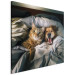 Canvas Print AI Golden Retriever Dog and Tabby Cat - Animals Resting in Comfortable Bedding - Square 150217 additionalThumb 2