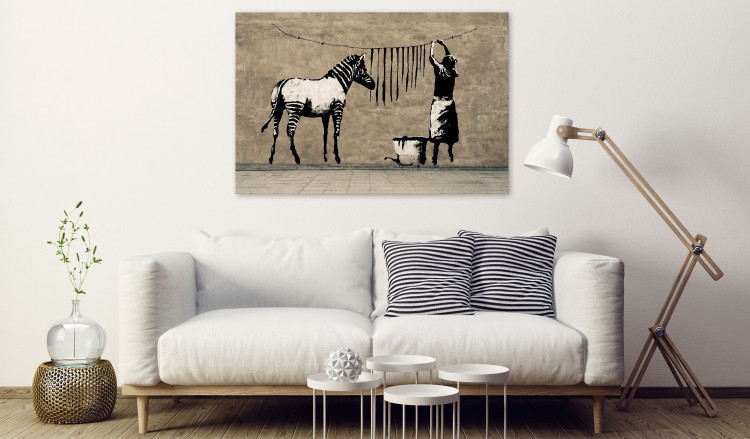 Large canvas print Banksy: Washing a Zebra on Concrete [Large Format] 150917 additionalImage 3