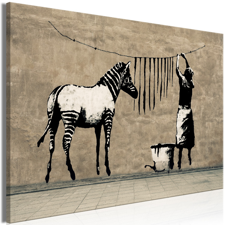Large canvas print Banksy: Washing a Zebra on Concrete [Large Format] 150917 additionalImage 2