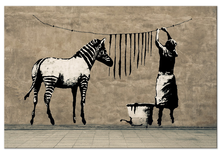 Large canvas print Banksy: Washing a Zebra on Concrete [Large Format] 150917