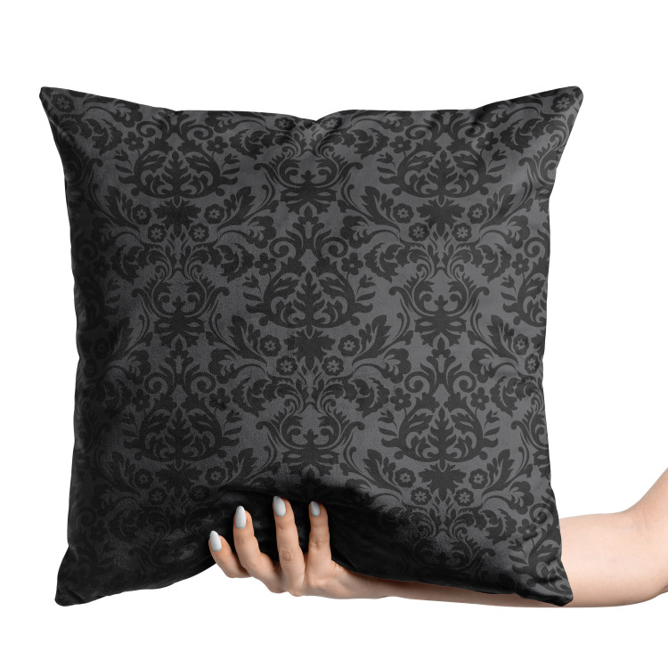 Decorative Velor Pillow Elegant Ornamentation - Black Composition With Symmetrical Pattern 151317 additionalImage 3